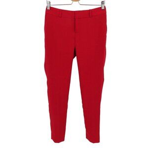 Banana Republic Womens 0 Martin Fit Red Solid Pleated Front Taper Dress Pants